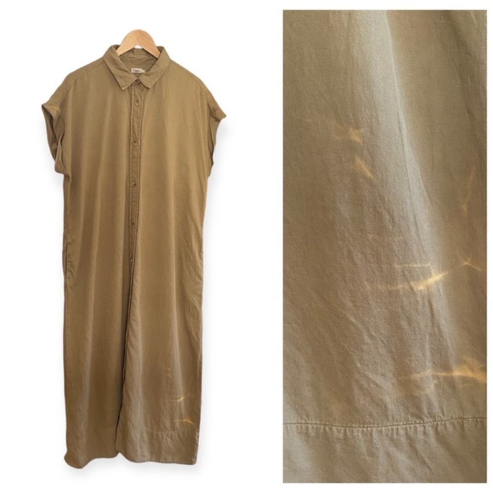 Faherty Tan Brown Arlie Midi Shirt Dress Large